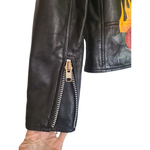 Laurie Lee Custom Leather Biker Jacket Your Loss Napa Leather Size Small - Picture 4 of 8